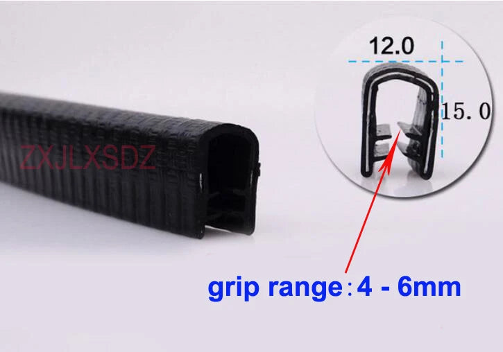 3 Meters Black U Shaped PVC Edge Trim Auto Door Seal Strip Car Door Window Truck Noise Proof Auto Door Edge Guard