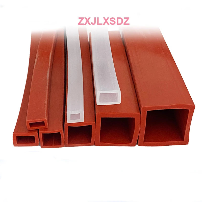 2 Meters Silicone Rubber Square Tube Sleeve High Temperature Resistant Weatherstrip Silicone Rubber Square Sealing Strip