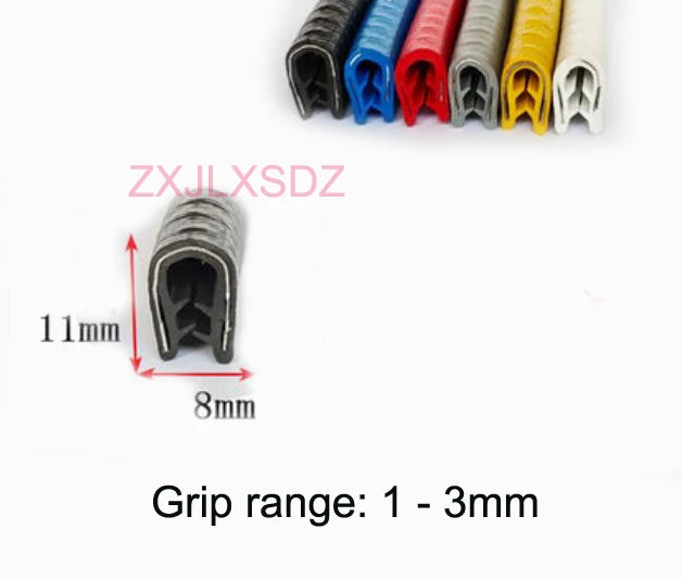 3 Meters Black U Shaped PVC Edge Trim Auto Door Seal Strip Car Door Window Truck Noise Proof Auto Door Edge Guard