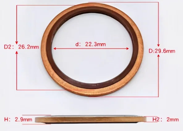 M6 - M48 Copper FKM Rubber Bonded Washer Oil Drain Plug Gasket Seal Ring