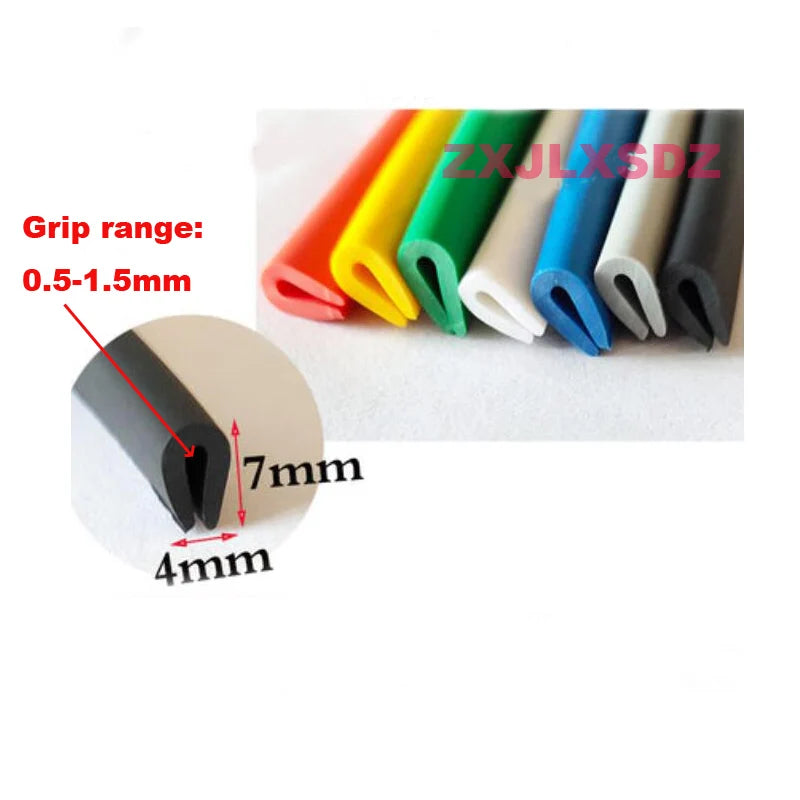 5 Meters U Channel Rubber Weatherstrip Sealing Strip Rubber Edge Trim For 0.5-1.5mm Sheet