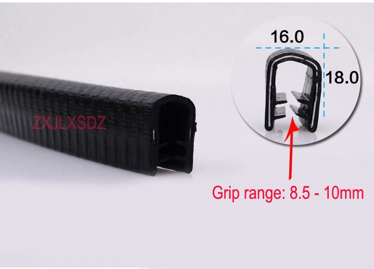 3 Meters Black U Shaped PVC Edge Trim Auto Door Seal Strip Car Door Window Truck Noise Proof Auto Door Edge Guard