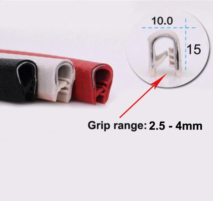 3 Meters Black U Shaped PVC Edge Trim Auto Door Seal Strip Car Door Window Truck Noise Proof Auto Door Edge Guard
