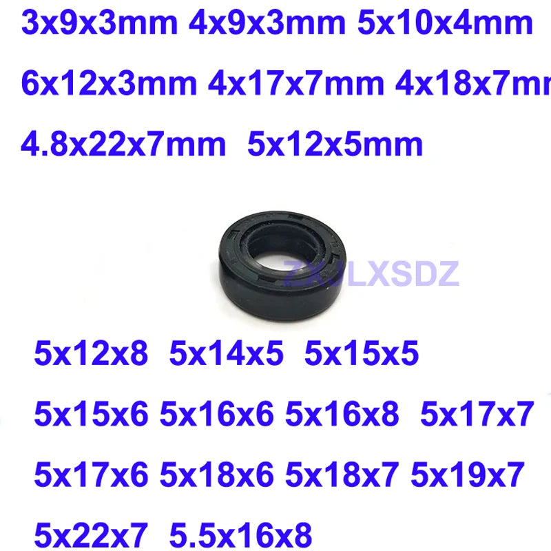 10 Pcs TC/VC NBR Nitrile Rubber Skeleton Oil Seal Miniature Oil Seal Sealing O Ring Inner Diameter 3-8mm