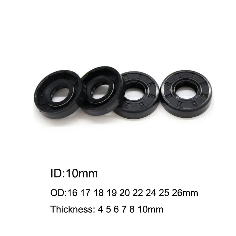 10 Pcs NBR Nitrile Rubber TC Double Lip Oil Seal 10x16x4 10x17x5 10x18x5/7 10x19x5/7 10x20x5/7 10x22x5/6/7/8 10x24x5/7mm