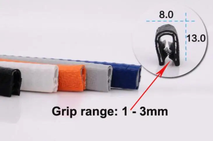 3 Meters Black U Shaped PVC Edge Trim Auto Door Seal Strip Car Door Window Truck Noise Proof Auto Door Edge Guard