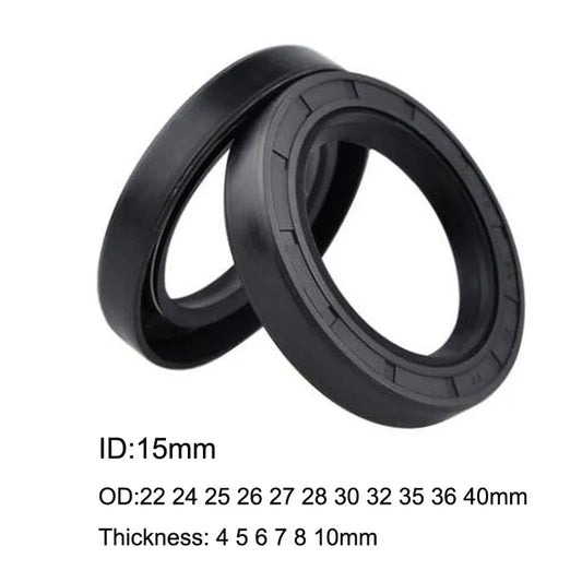 10 Pcs NBR Rubber TC Double Lip Oil Seal O Ring Gasket 15x22x4/7 15x24x7 15x26x7 15x27x7 15x28x7 15x30x5/7/8/10 15x32x5/7/10mm
