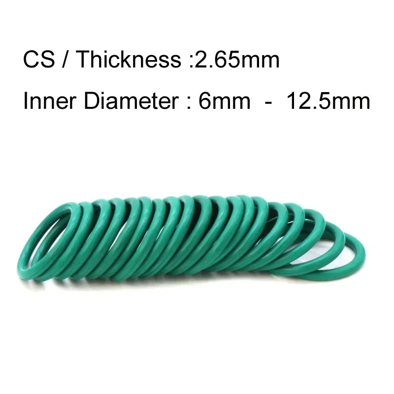 100 PCS Rubber ORing O-Ring CS2.65mm x ID 6/7.1/7.5/8/8.5/9/9.5/10/10.6/11.2/11.8/12.5  Fluorine Rubber Gasket Seal FKM O Ring