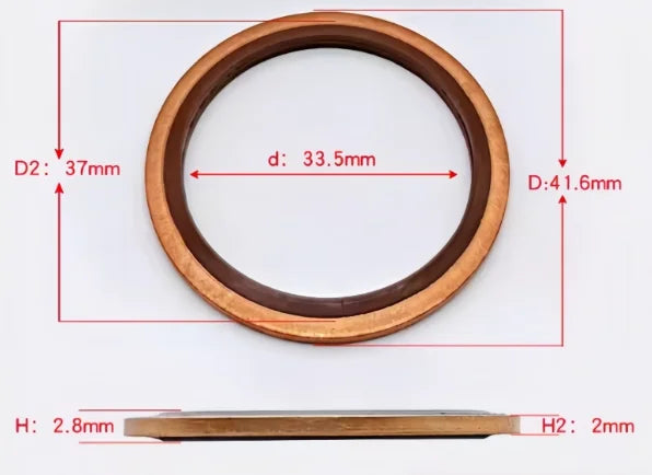 M6 - M48 Copper FKM Rubber Bonded Washer Oil Drain Plug Gasket Seal Ring