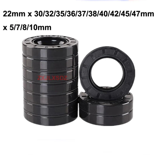 10 Pcs NBR Rubber TC Double Lip Oil Seal 22mm x 30/32/35/36/37/38/40/42/45/47mm x 5/7/8/10mm