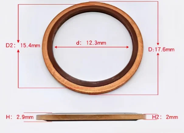 M6 - M48 Copper FKM Rubber Bonded Washer Oil Drain Plug Gasket Seal Ring