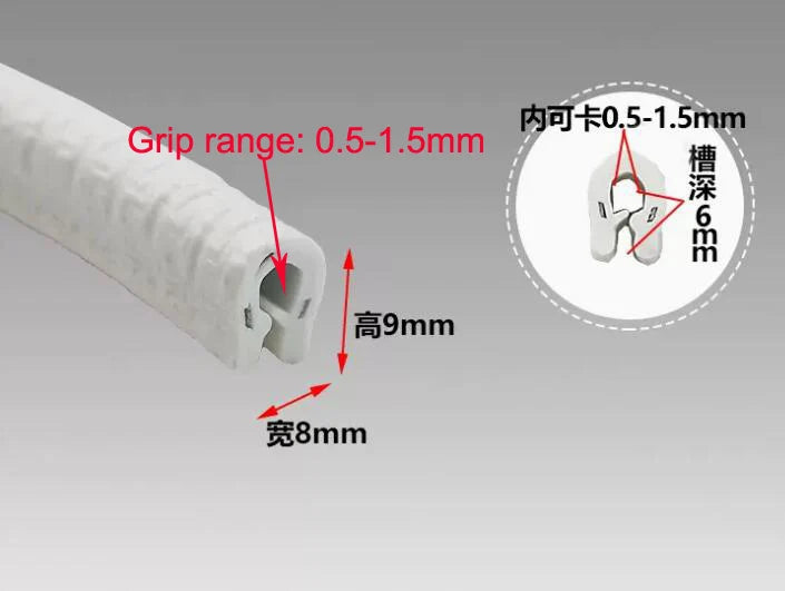 3 Meters U Channel PVC Edge Trim Auto Door Seal Strip Noise Proof Car Door Edge Guard