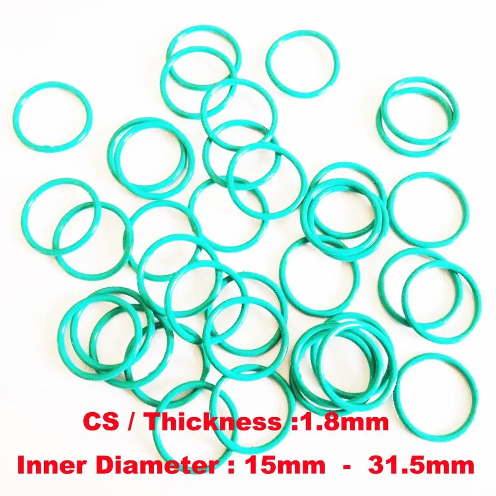 100 PCS O-Ring CS1.8mm x ID 15/16/17/18/19/20/21.2/22.4/23.6/25/25.8/26.5/28/30/31.5  Fluorine Rubber Gaskets Sealing FKM O Ring