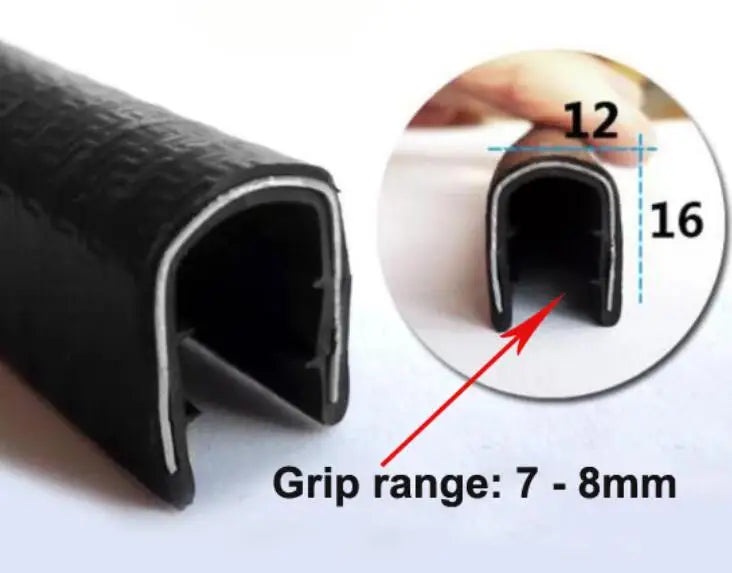 3 Meters Black U Shaped PVC Edge Trim Auto Door Seal Strip Car Door Window Truck Noise Proof Auto Door Edge Guard