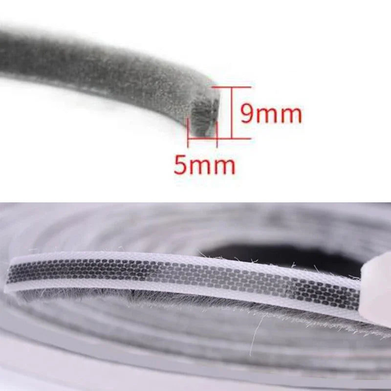 9mm x 5mm Self-adhesive Window Door Draught Excluder Brush Sealing Tape Weather Strip