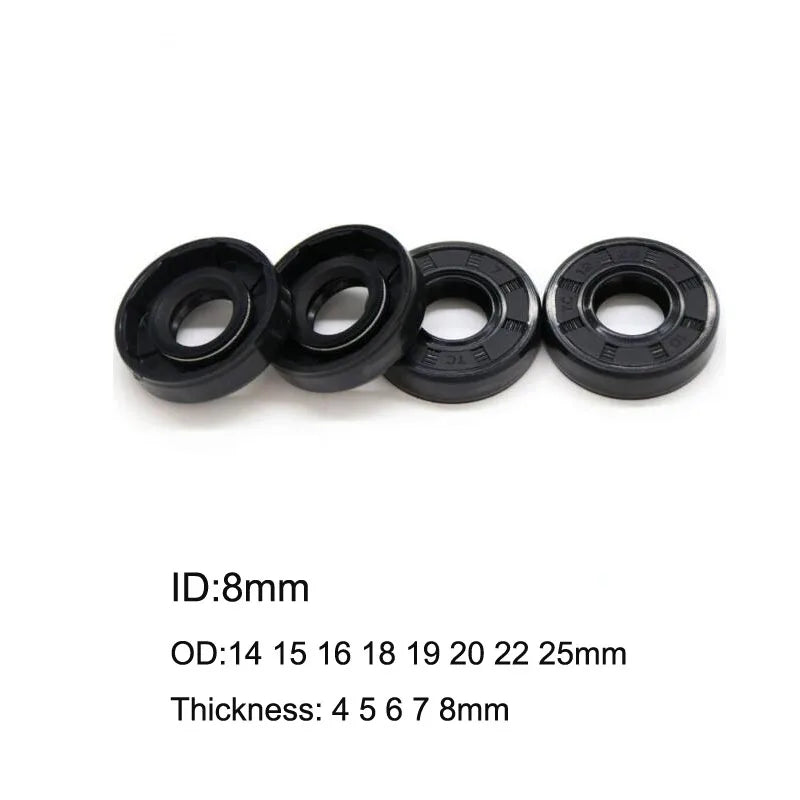 10 Pcs NBR Rubber TC Double Lip Oil Seal Gasket Ring 8x14x4/5 8x15x5 8x16x5/7 8x18x4/5/7/8 8x19x7 8x20x7 8x22x5/6/7/8 8x25x7mm