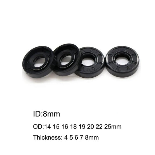 10 Pcs NBR Rubber TC Double Lip Oil Seal Gasket Ring 8x14x4/5 8x15x5 8x16x5/7 8x18x4/5/7/8 8x19x7 8x20x7 8x22x5/6/7/8 8x25x7mm