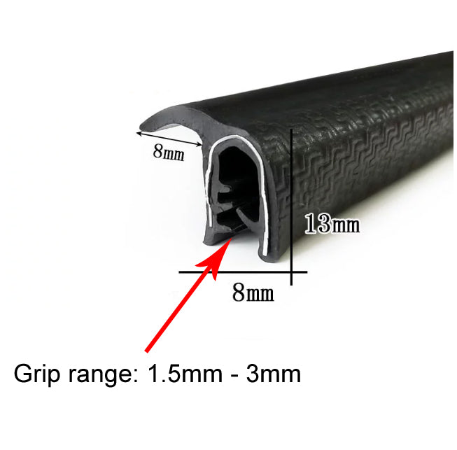 1 Meter U Shaped Rubber Edge Trim Auto Door Seal Strip Car Door Window Truck Noise Proof Auto Door Edge Guard