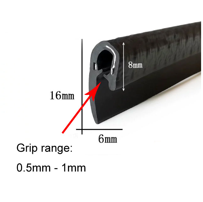 1 Meter U Shaped Rubber Edge Trim Auto Door Seal Strip Car Door Window Truck Noise Proof Auto Door Edge Guard